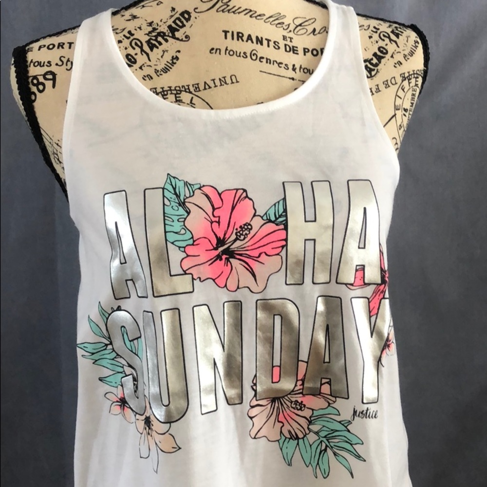Aloha 🌺 Sunday Justice cross back tank Sz. 14/16